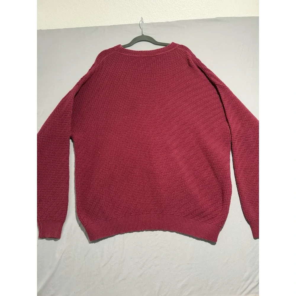 bill blass red burgandy knit heavy ls sweater, 100% cotton, men's xlt